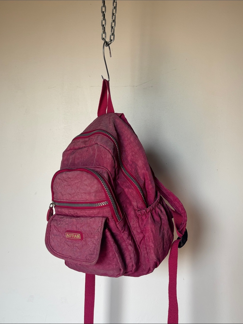 Vintage 90’s AOTIAN Mini Nylon Backpack Faded Magenta